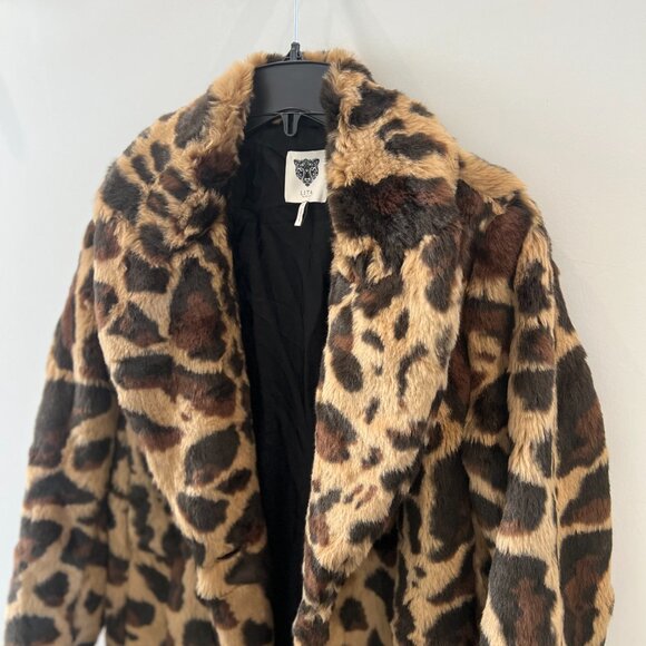 Faux Fur Animal Print Coat - Picture 3 of 4
